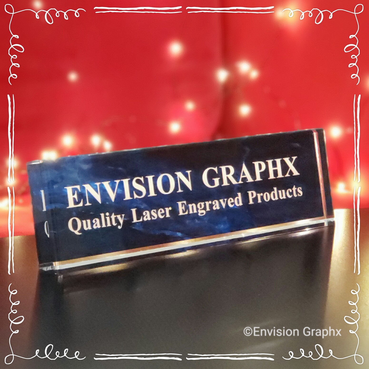 Acrylic name plate, desk nameplate, Blue Marble